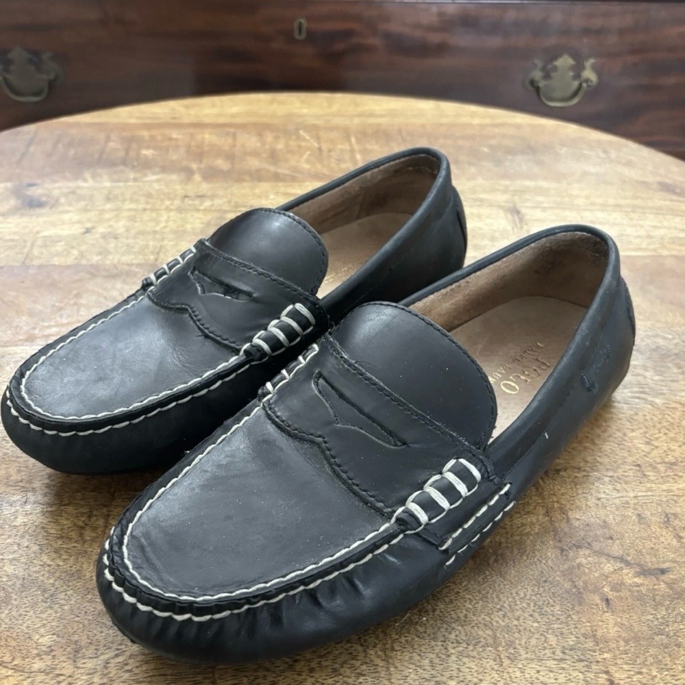 Mens navy blue polo Ralph Lauren bumpy driving loafers 7.5 D